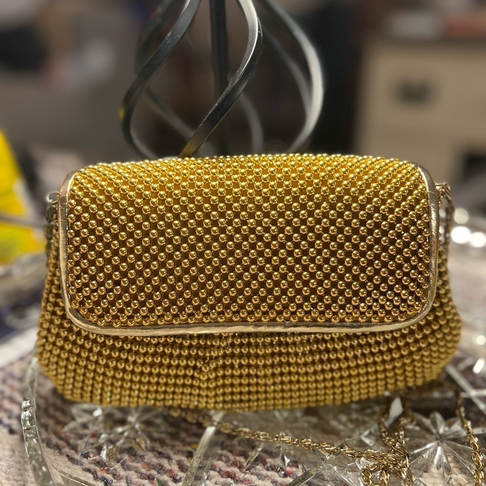 Gold Beaded Shoulder Bag
